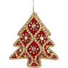 Подвеска HOUSE OF SEASONS, елочка с вышивкой из бисера, красная, 7*12*2 см 85904